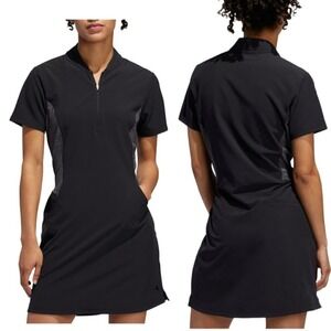 NWT ADIDAS Beyond 18 Rangewear Golf Dress Black Gray‎ 3/4 Zip Short Sleeve Large